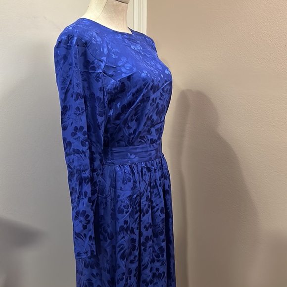 Vintage GUMP’S Silk Floral 3 Piece skirt Set Blue size 8 - Picture 8 of 17